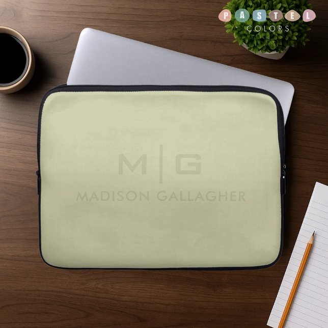 Capa Para Notebook Cor Sólida Verde Musgo Sage Pastel Luz Suave (Solid Soft Light Pastel Sage Moss Green Color Laptop Sleeve
)