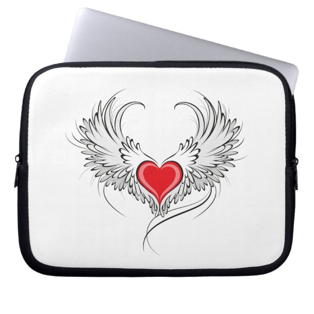 Capa Para Notebook Coração Anjo Vermelho com asas (Frente)