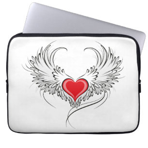 Capa Para Notebook Coração Anjo Vermelho com asas