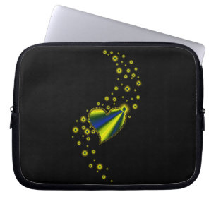 Capa Para Notebook Coração Arco-Íris Amarelo Azul com Estrelas em pre