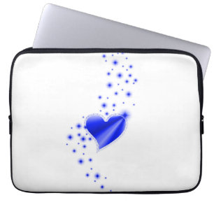 Capa Para Notebook Coração Arco-Íris Azul com Estrelas