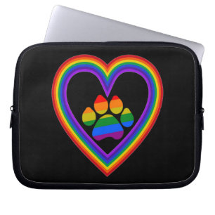 Capa Para Notebook Coração Arco-Íris bolsa de laptop Com Pata
