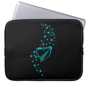 Capa Para Notebook Coração Arco-Íris Preto e Verde com Estrelas a 