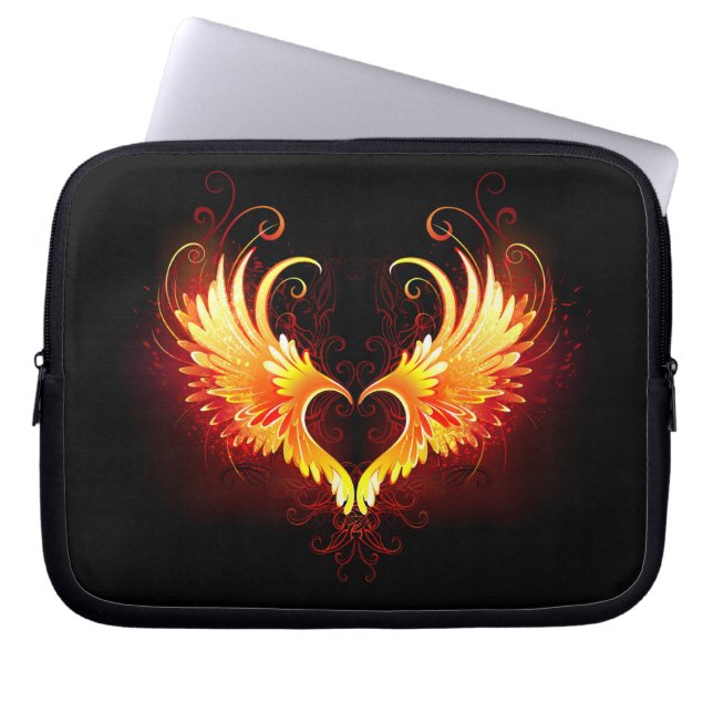 Capa Para Notebook Coração do Anjo Fogo com Asas (Frente)