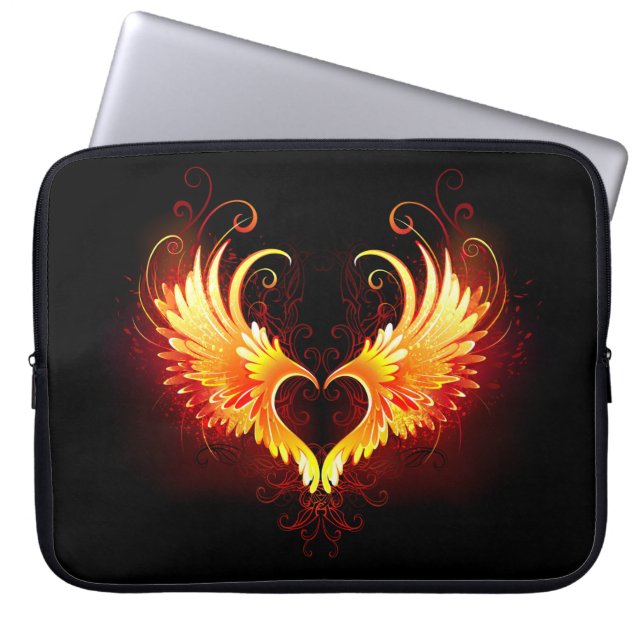 Capa Para Notebook Coração do Anjo Fogo com Asas (Frente)