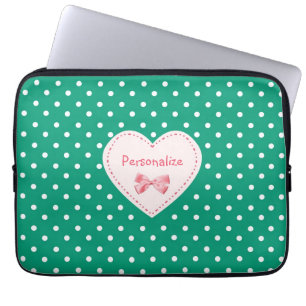 Capa Para Notebook Coração do verde esmeralda com nome