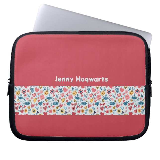 Capa Para Notebook Coração e Flores de Pastel Crayon (Frente)