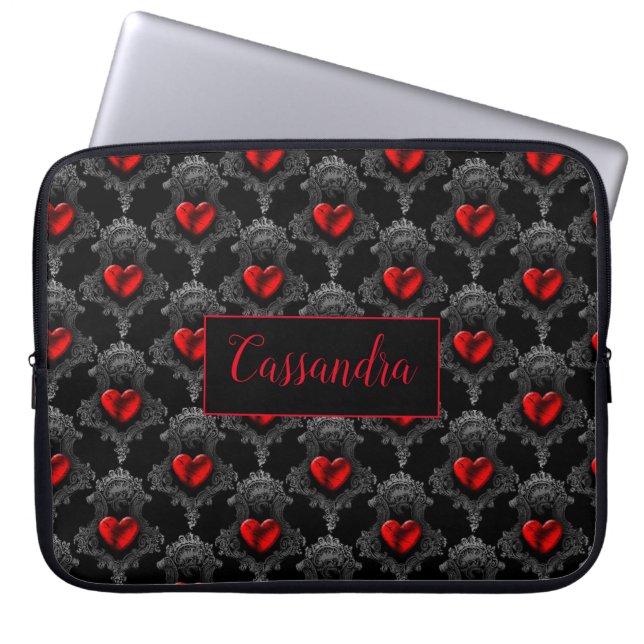 Capa Para Notebook Coração Gótico Vermelho Personalizado (Frente)