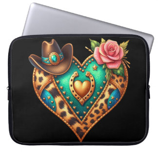 CAPA PARA NOTEBOOK CORAÇÃO IRLANDÊS NO ESTILO WESTERN VERDE E CASTANH
