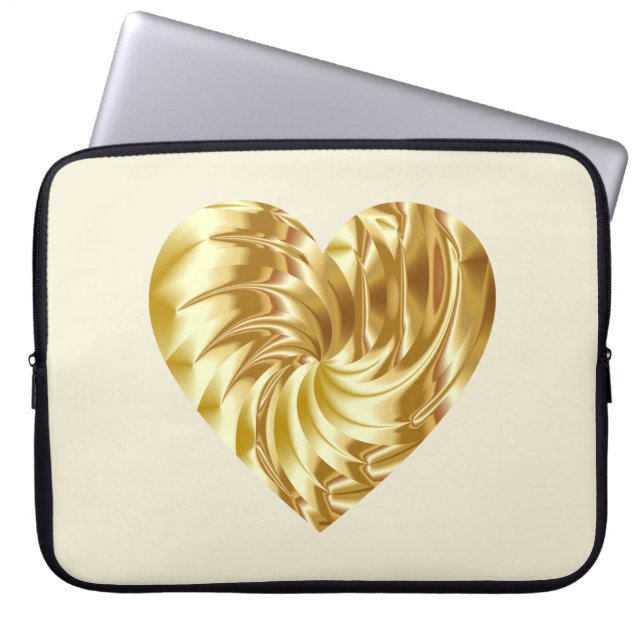 Capa Para Notebook Coração ouro (Dourada forma de amor) (Frente)