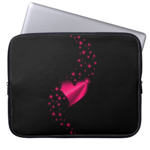 Capa Para Notebook Coração rosa cor-de-rosa do arco-íris com estrelas