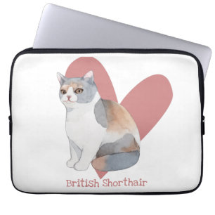 Capa Para Notebook Coração Rosa-Gatinho de Aquarela de Cabra Curta Br