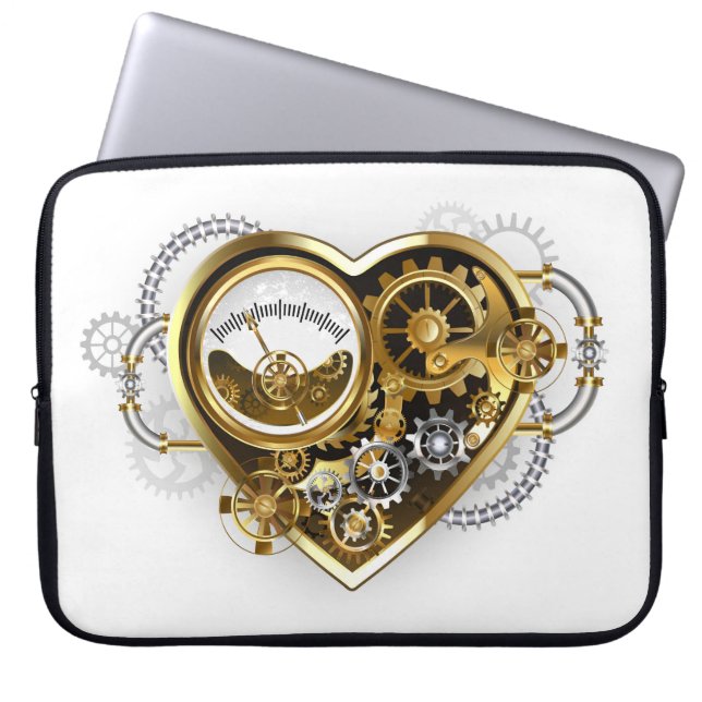 Capa Para Notebook Coração Steampunk com Manômetro (Frente)