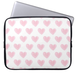 Capa Para Notebook Corações cor-de-água rosa. Padrão de amor de cor b