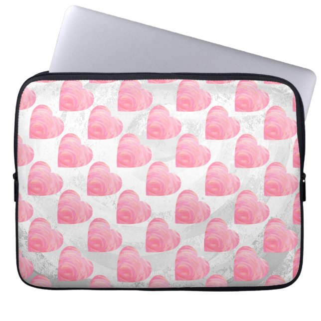 Capa Para Notebook Corações Cor-de-Rosa (Frente)