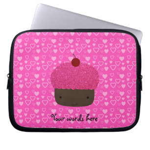 Capa Para Notebook Corações cor-de-rosa do rosa do cupcake do brilh