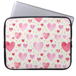 Capa Para Notebook Corações de Aquarela Pétala Rósea