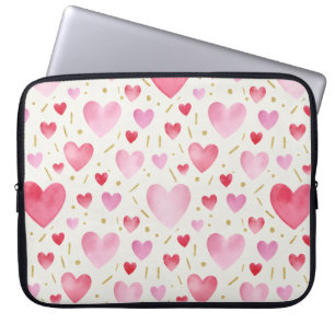 Capa Para Notebook Corações de Aquarela Pétala Rósea
