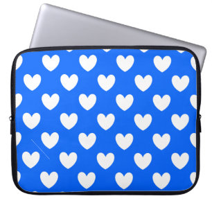 Capa Para Notebook Corações de bolinhas brancas no azul