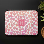 Capa Para Notebook Corações de Cores d'Água Rosa Monogramadas<br><div class="desc">Corações de aquarela doce em lindos cor-de-rosa e laranja. Personalize-o com seu nome,  monograma ou qualquer texto de sua escolha.</div>