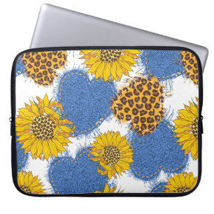 Capa Para Notebook Corações de Denim feitos de tecido com bordas ra