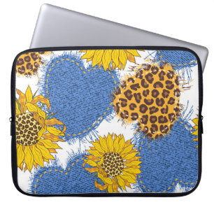 Capa Para Notebook Corações de Denim feitos de tecido com bordas rasg