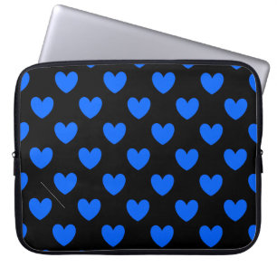 Capa Para Notebook Corações de polca azul em preto