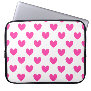 Capa Para Notebook Corações de polca cor-de-rosa da Fuchsia em bran