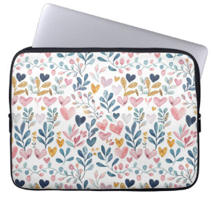 Capa Para Notebook Corações em aquarela