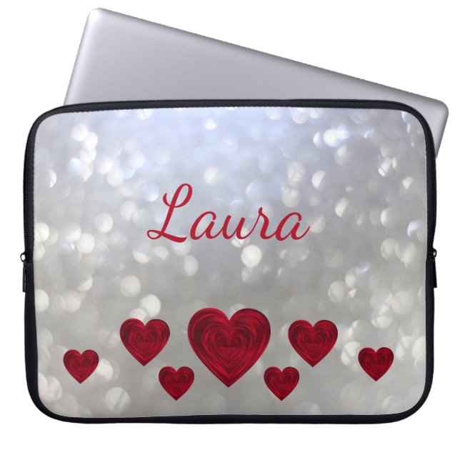 Capa Para Notebook Corações feminino personalizados (Frente)