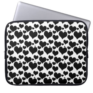 Capa Para Notebook Corações Pretos Bonitos em Branco para o seu Dia d