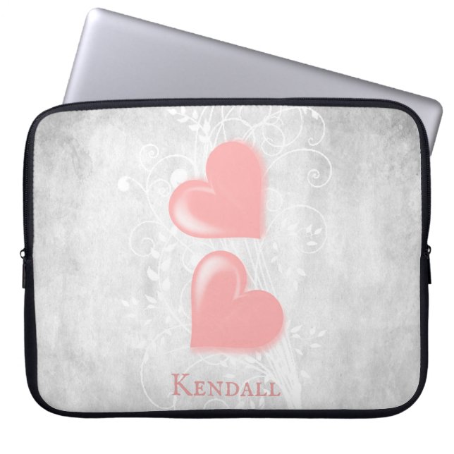 Capa Para Notebook Corações Rosa Bolsa de laptop Personalizada (Frente)