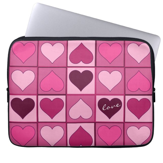 Capa Para Notebook Corações Rosa Gráficos Românticos Para Cima e Para (Frente)