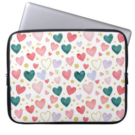 Capa Para Notebook Corações Vibrantes de Aquarela em Arco-íris