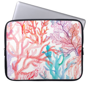 Capa Para Notebook Corais de aquarela. Padrão sem costura com a part