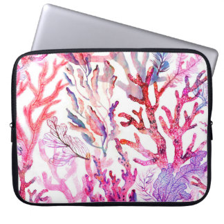 Capa Para Notebook Corais de aquarela. Padrão sem costura com a parte