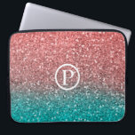Capa Para Notebook Coral Melon Orange Teal Aqua Green Sparly Glitter<br><div class="desc">Design personalizado</div>