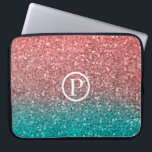 Capa Para Notebook Coral Melon Orange Teal Aqua Green Sparly Glitter<br><div class="desc">Design personalizado</div>