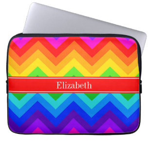 Capa Para Notebook Cores Arco-Íris #2 LG Chevron Brt Red Name Monogra