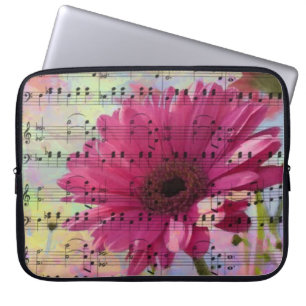 Capa Para Notebook Cores-d'água cinzentas giras flores Gerbera