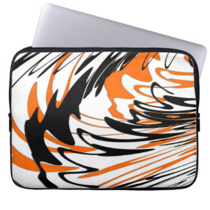 Capa Para Notebook Cores de Bengala Laranja e Linhas Pretas