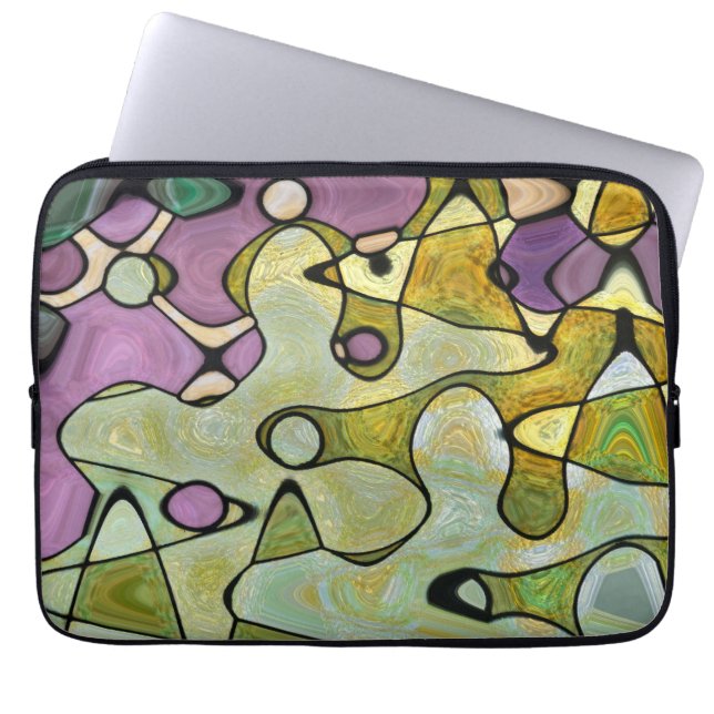 Capa Para Notebook Cores verde roxo cobrem redemoinhos abstratos (Frente)