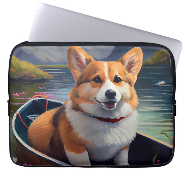 Capa Para Notebook Corgi em um remo: Uma aventura cênica (Frente)