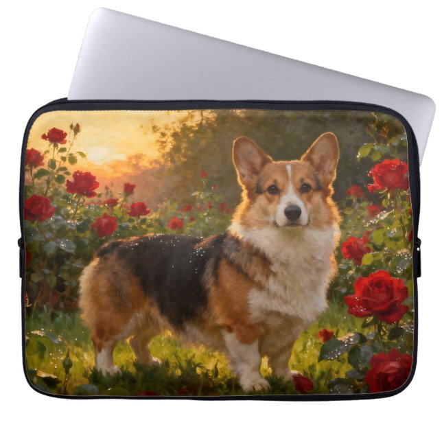 Capa Para Notebook Corgi in the Roses IV (Frente)