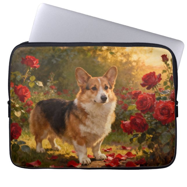 Capa Para Notebook Corgi in the Roses V (Frente)
