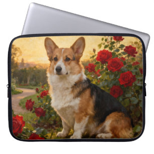Capa Para Notebook Corgi nas Rosas II