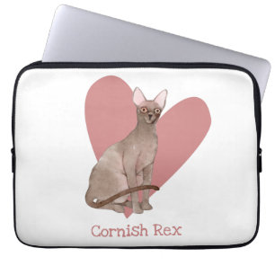 Capa Para Notebook Cornish Rex Cat Watercolor Gatinho Coração Rosa