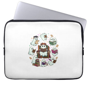 Capa Para Notebook Coroa Floral Pilha de Livros Fantasmas Leitura de