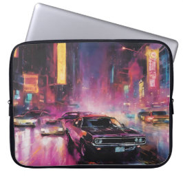 Capa Para Notebook Corrida noturna em Vibrant City