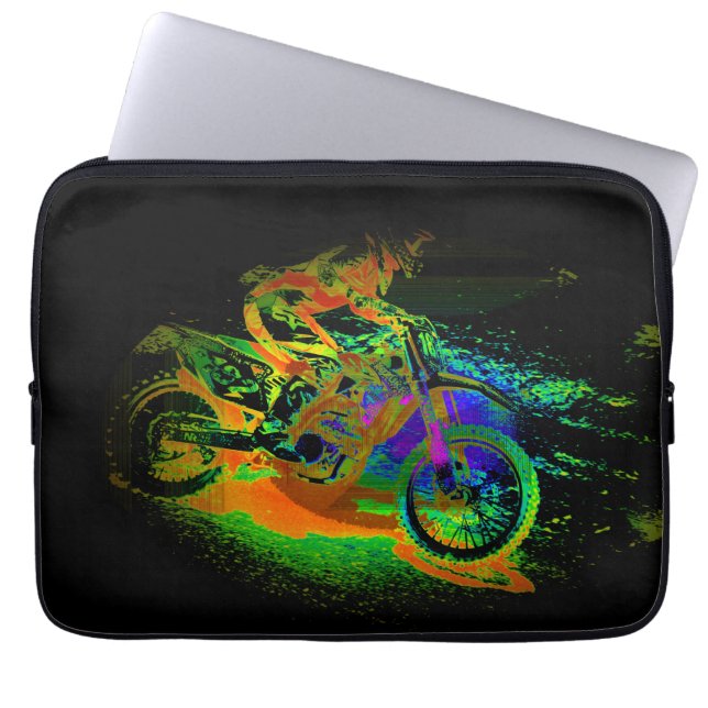 Capa Para Notebook Corrida para o Finish! - Motocross Racer (Frente)